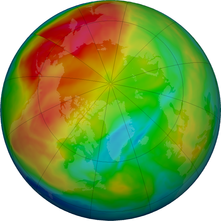 Arctic ozone map for 07 January 2024